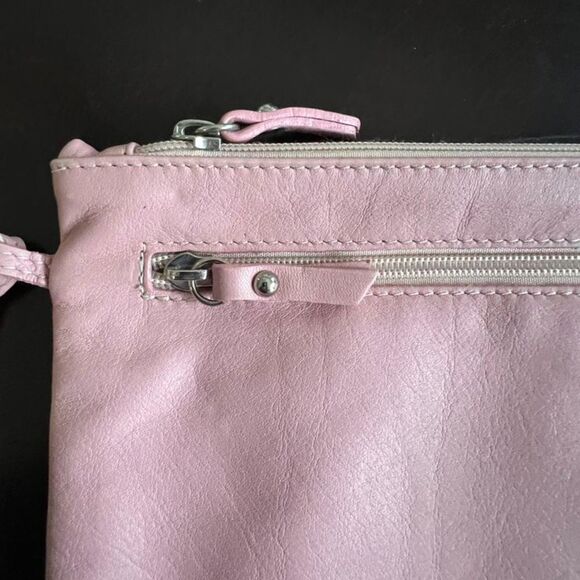 Valentina Genuine Leather Made In Italy Pink Clutch Wristlet Purse - Picture 7 of 8